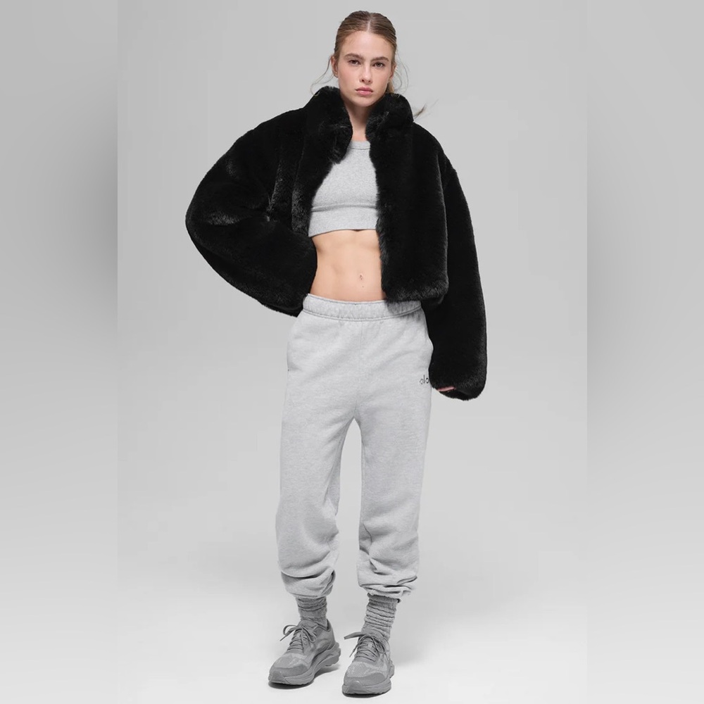 Alo Yoga Black Faux Fur Allure Jacket Medium
